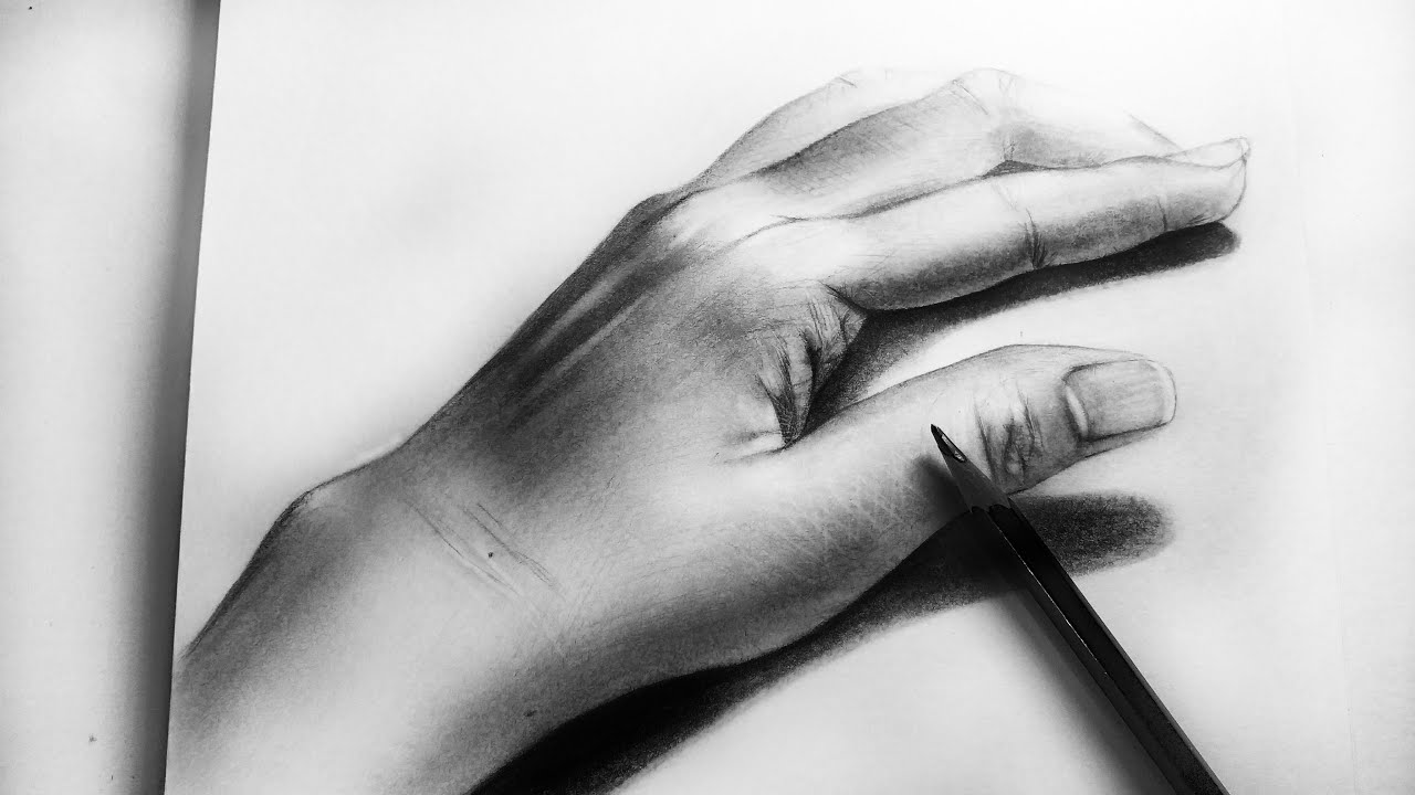 Realistic Hand Drawing with Pencil & Eraser – Drawing My Own Hand