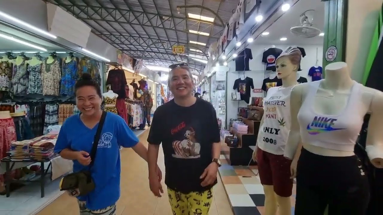 Walking Pattaya Night Bazaar, Pattaya Thailand. December 2023