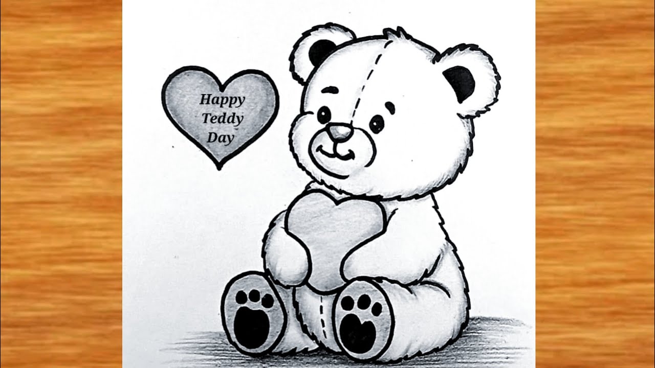 Teddy day Drawing easy|| Happy Teddy day || valentines week special Drawing with pencil easy /teddy