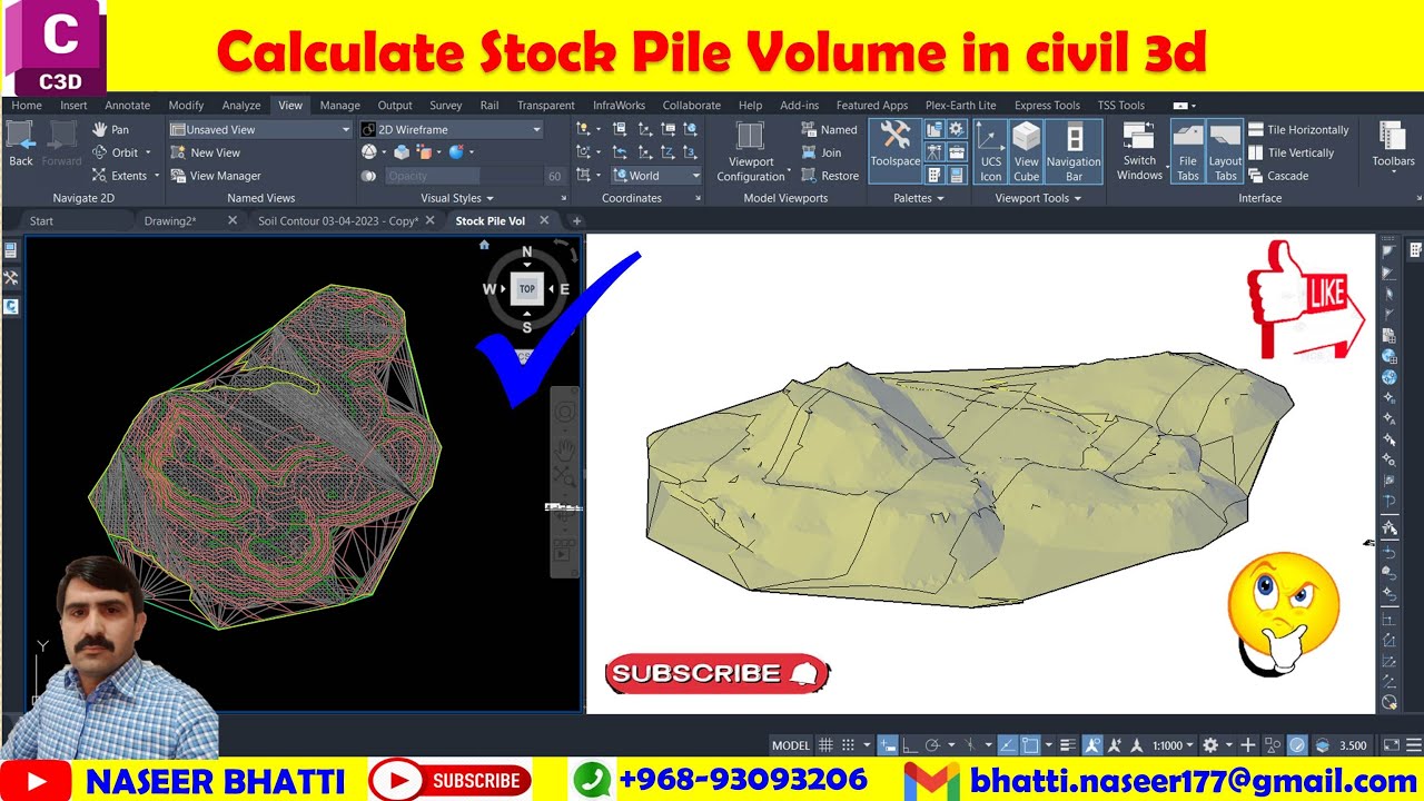 Calculate Stock Pile Volume in civil 3d | Stock Pile Volume Calculation in civil 3d