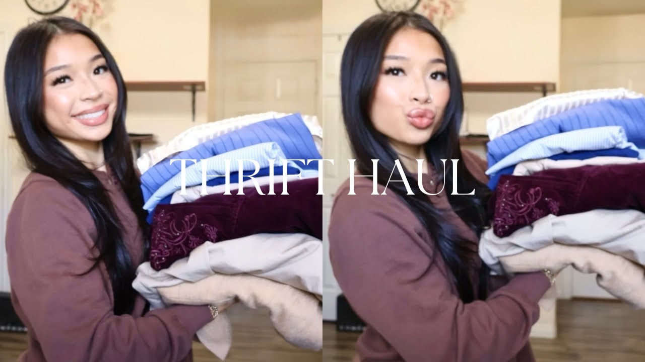 thrift haul | chic elegant tops & jackets, vintage nike, & more 