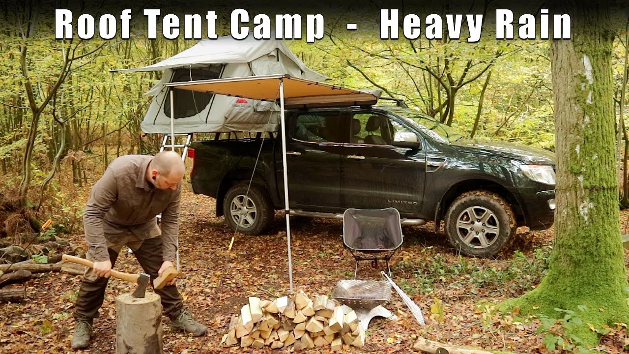 2 Nights in a Truck Roof Tent in a Woodland in the Rain