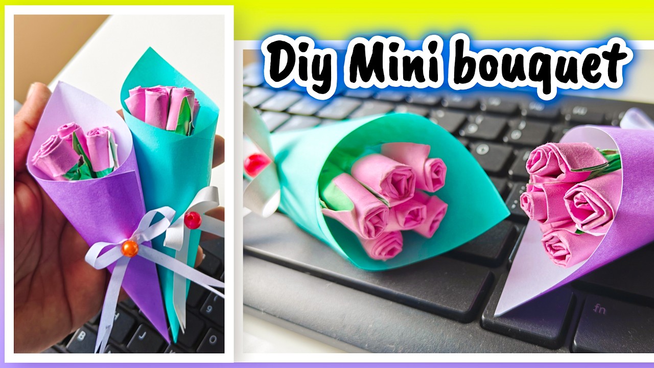 I made the CUTEST Mini Bouquet for $0! 🌸 (Easy Paper Craft)