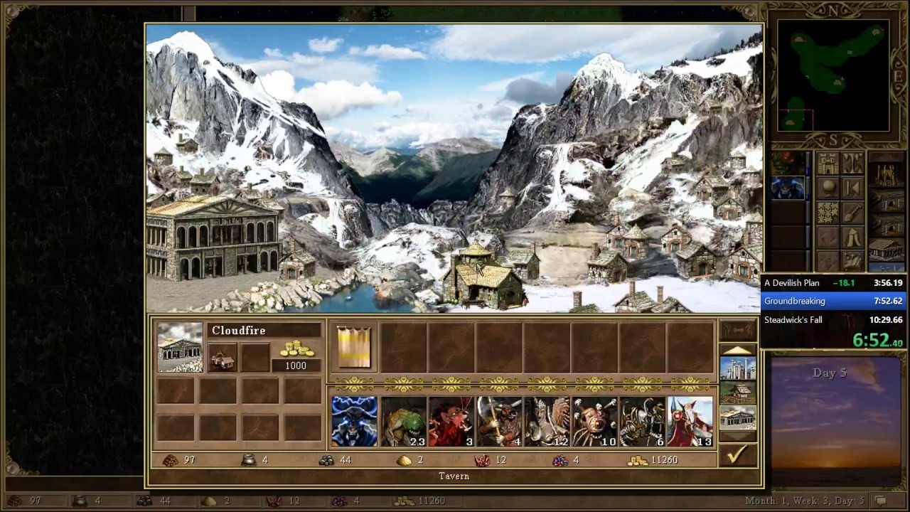 Heroes of Might and Magic 3 Dungeons and Devils campaign speedrun in 8:28