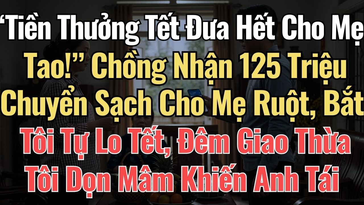 “Tiền Thưởng Tết Đưa Hết Cho Mẹ Tao!” Chồng Nhận 125Triệu Chuyển Sạch Cho Mẹ Ruột, Bắt Tôi Tự Lo Tết