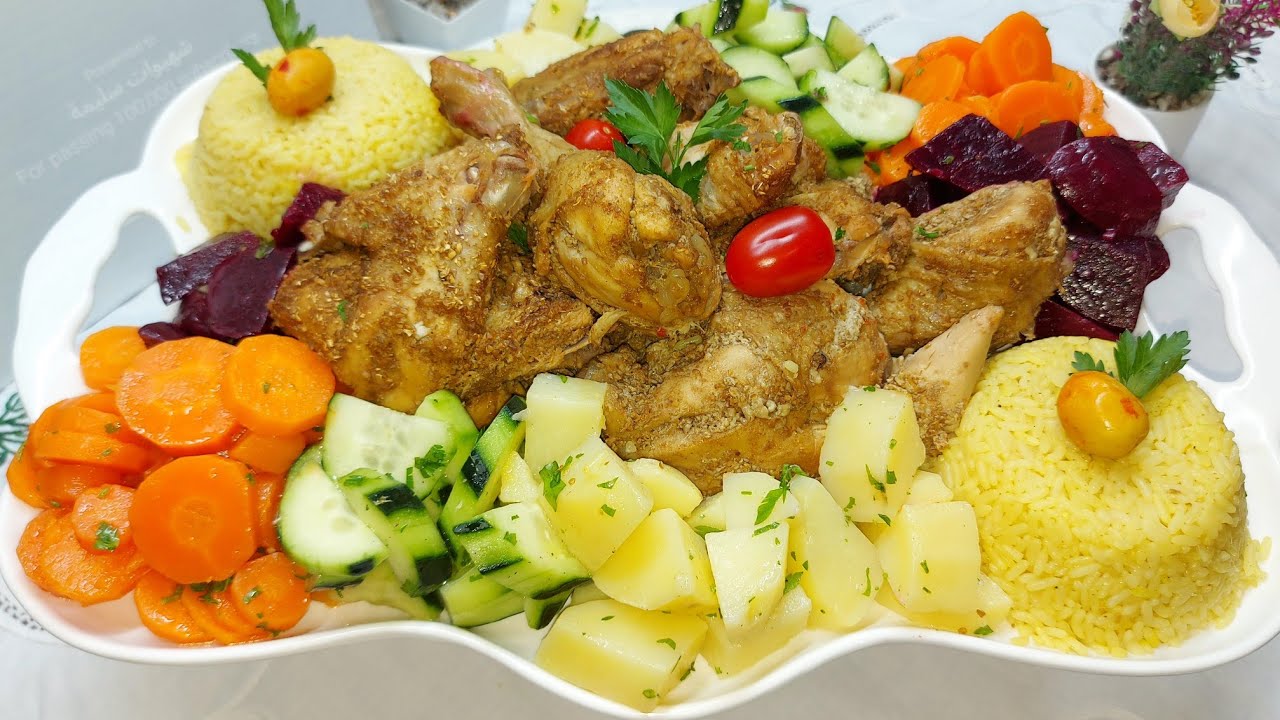 بركة علينا من التعسال 😍 وجبة صحية دجاج بالكامون(مكومن) مرافق بالخضر ينفعك كقتراح في رمضان🌙بدون زيت💪