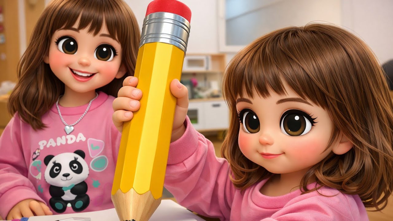 Lena Ve Lina Limonatacılık Oynuyor _ Lena Dev Kalemle Yazı Yazmaya Çalışıyor