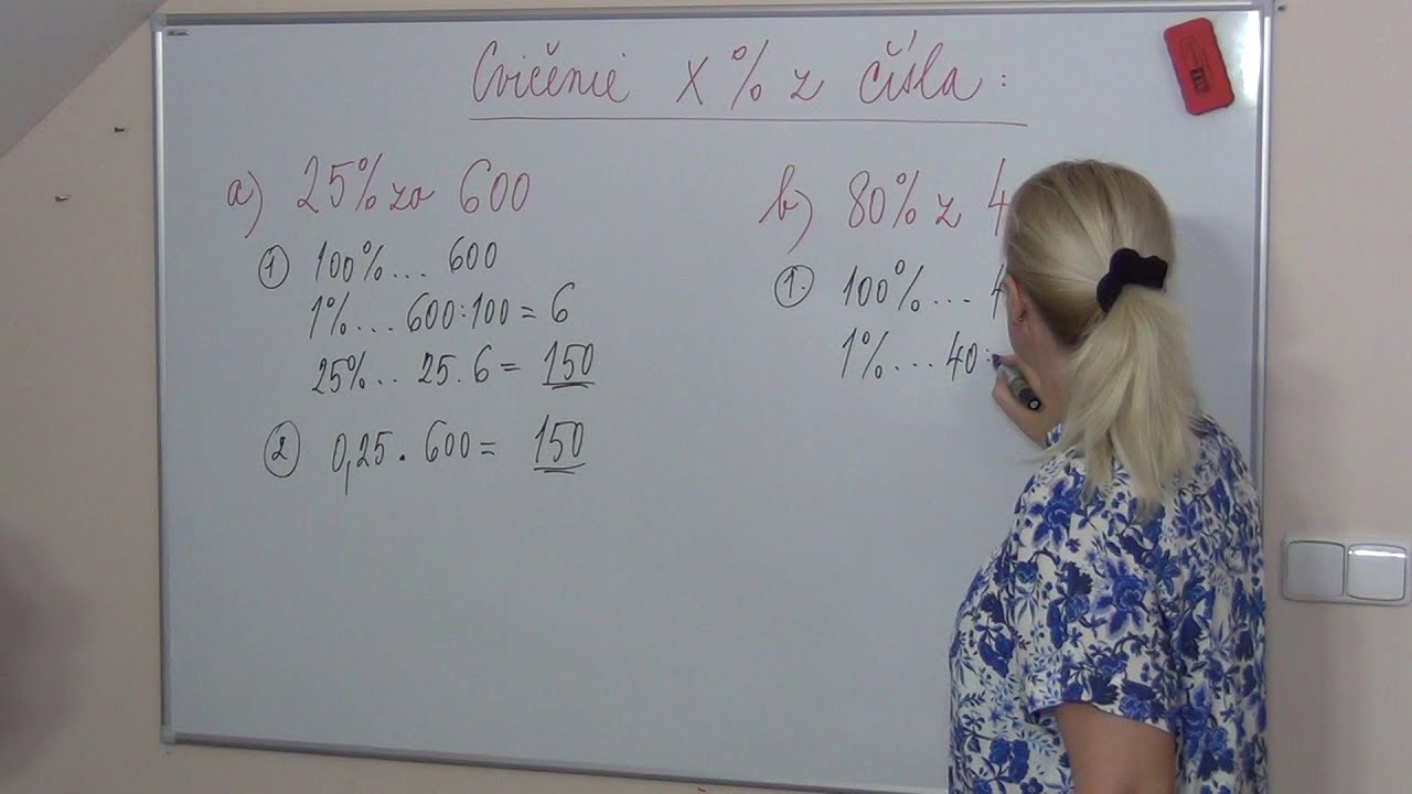Matematika - Percentá - cvičenie na výpočet x% z čísla.
