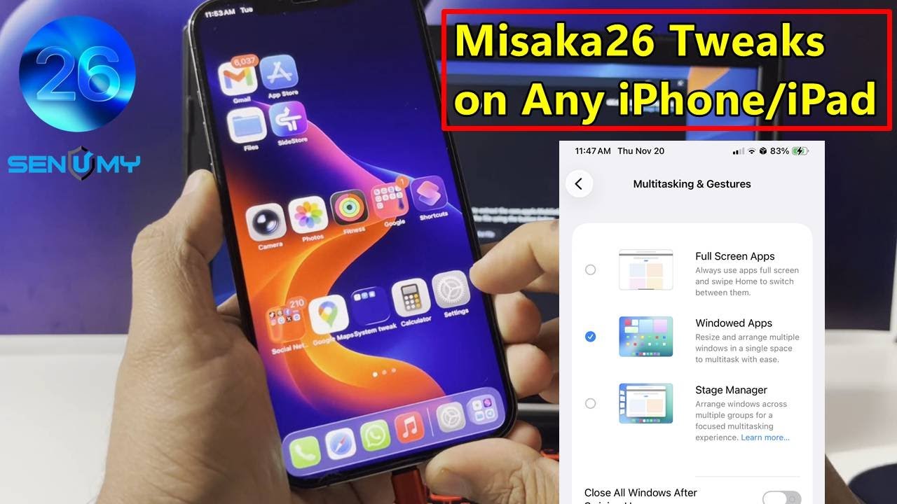 Misaka26 iOS 26.1 Jailbreak tweak Alternative – Enable Apple Intelligence, iPad Multitasking & More.