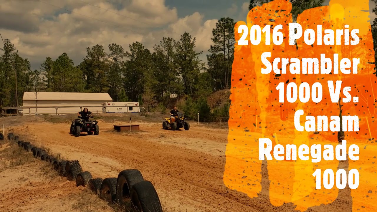 2016 Polaris Scrambler 1000 vs Canam Renegade 1000 dirt drag race