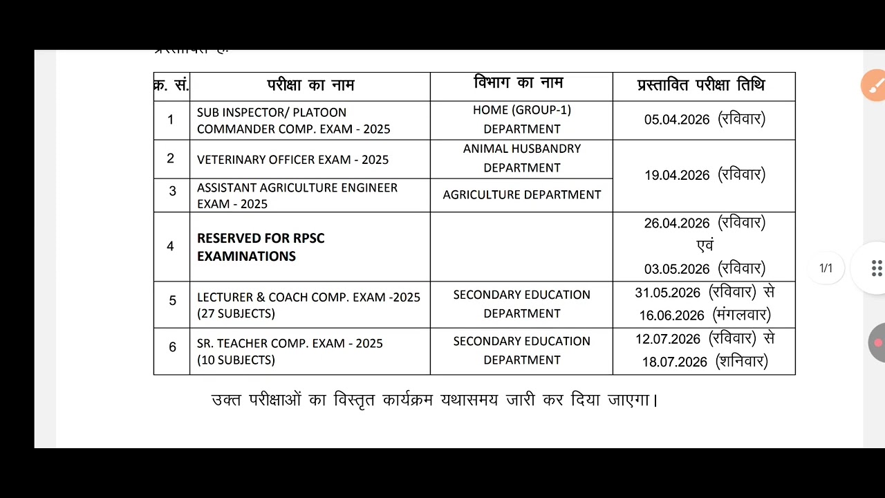 RPSC Exam calendar release 2026 | sub inspector | 1st gread teacher | 2nd gread teacher#examcalendar