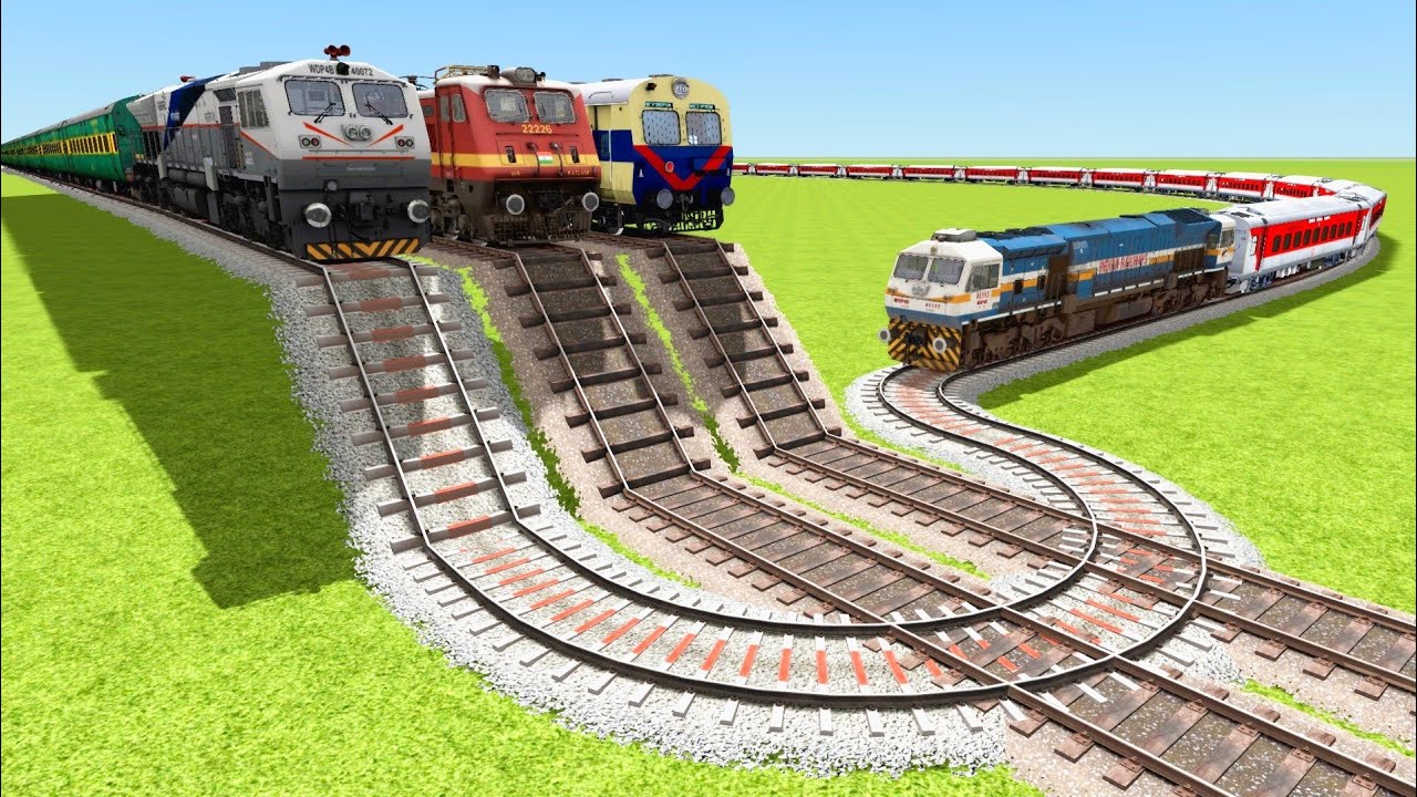 4️⃣ TRAINS CRISSCROSSED ON THE MOST ROUNDED CURVE IN THE WORLD | Indian Train Simulator | TrainsFun