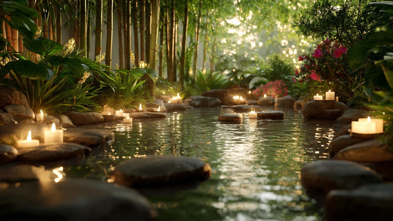Deep Sleep Music with Calm Bamboo Water Fountain Ambience | Live 24/7