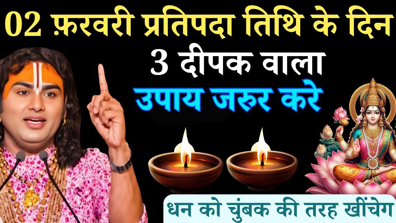02 फरवरी 2026 सोमवार माघ प्रतिपदा तिथि के दिन 3 दीपक वाला उपाय जरुर करे | Aniruddhacharya Ji