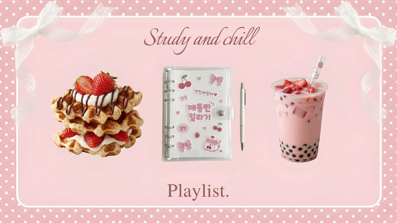 [Playlist] 🍓 Strawberry Waffle Study Café 🎀 Soft Focus · Pastel Pink · Calm Days