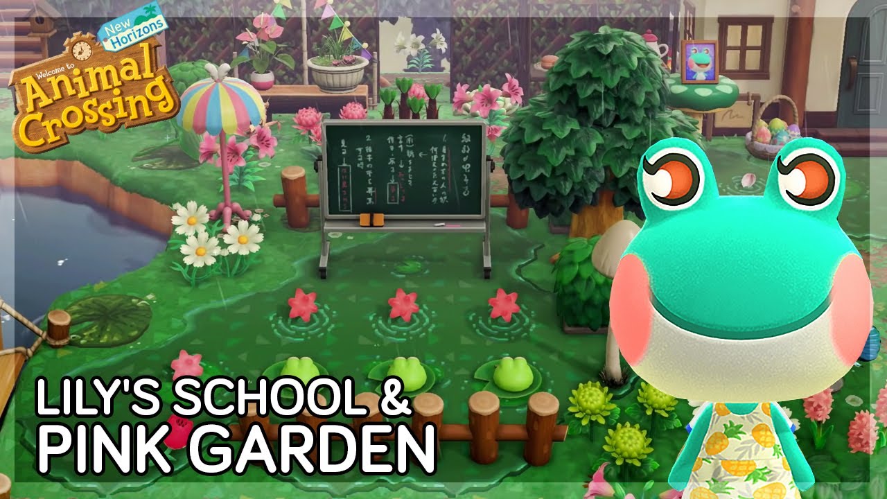 School & Pink Garden 🌸 (speed build) // Swampcore Island // Animal Crossing