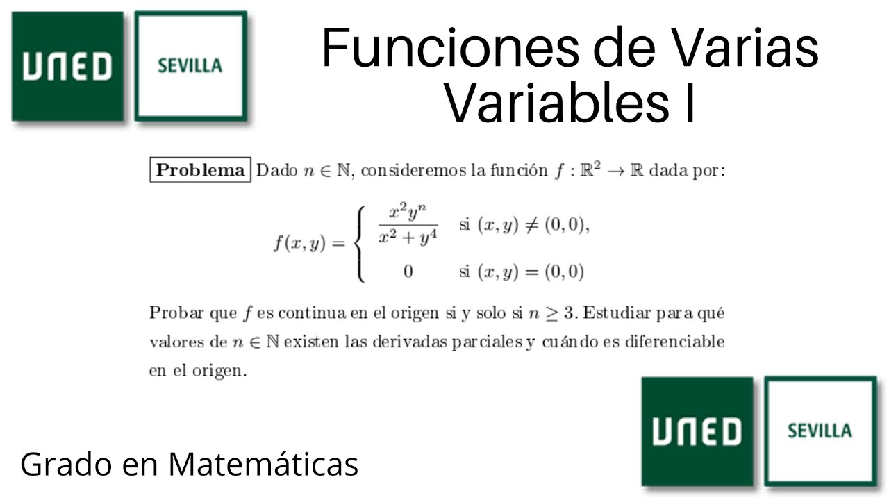 Estudio de continuidad y diferenciabilidad con parámetros | Funciones de Varias Variables I | UNED