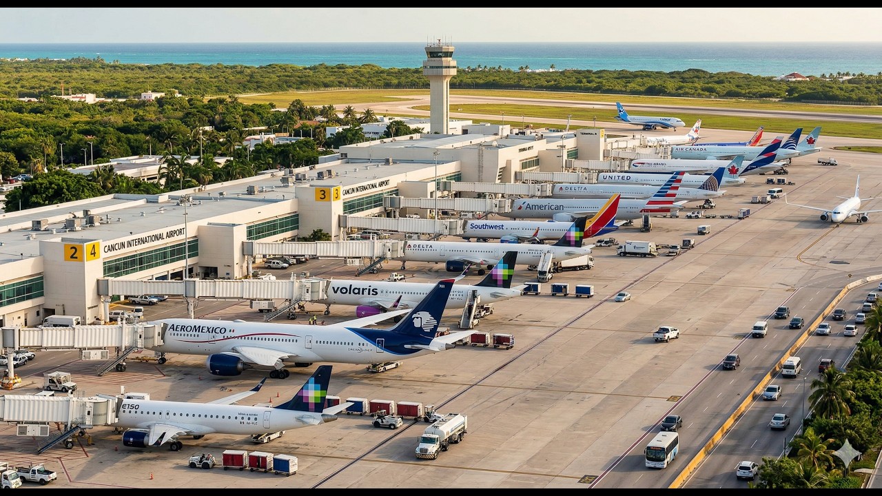 Operaciones Terrestres en el Aeropuerto Internacional de Cancun - ULTRA HD -