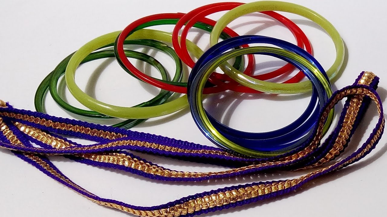 How to make designer bangles with satin ribbon and lace | Best reuse idea of old bangles