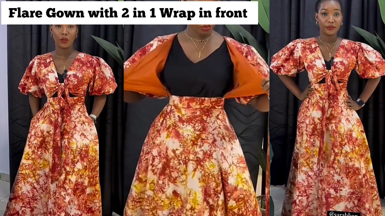 How to Draft a Flare Gown with Wrap top In Front
