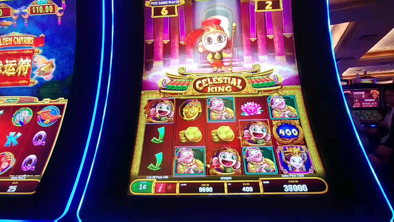 Celestial King max bet bonus great win with features w/in bonus; & Dragon link bonus