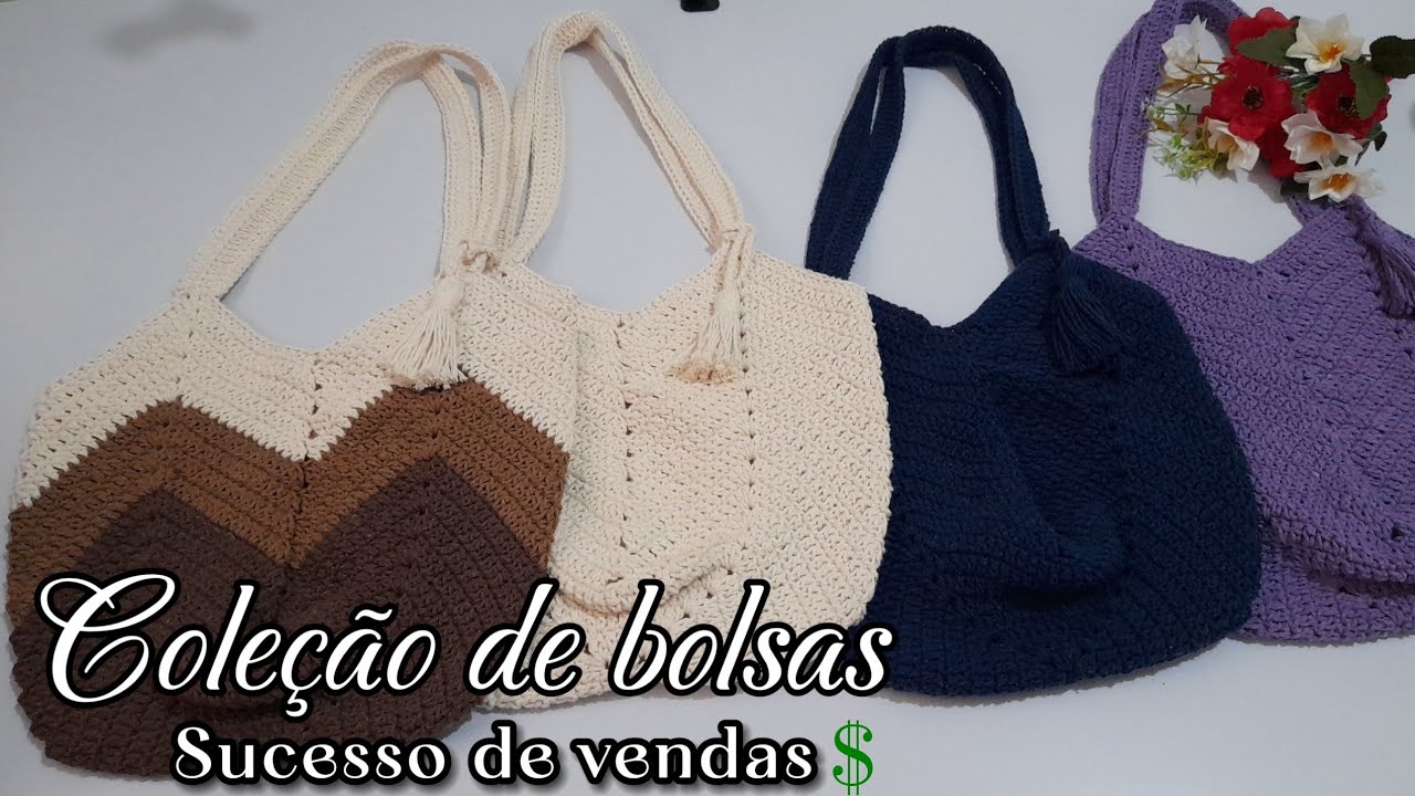 Minha Primeira Produção de Bolsas. Em Barbante #crochet #bolsadecroche #vlog 