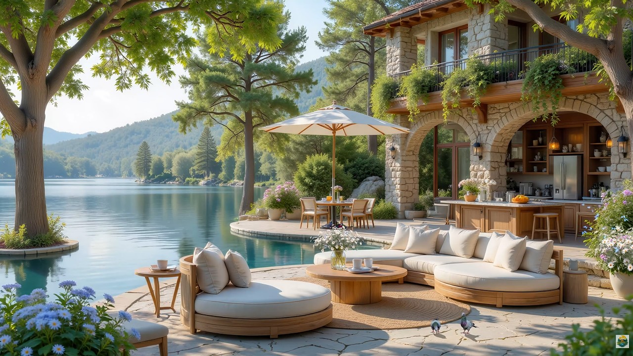 Peaceful Morning With Piano 🌿🎹 Cabin Piano With Fresh Lake Ambience For Positive Morning