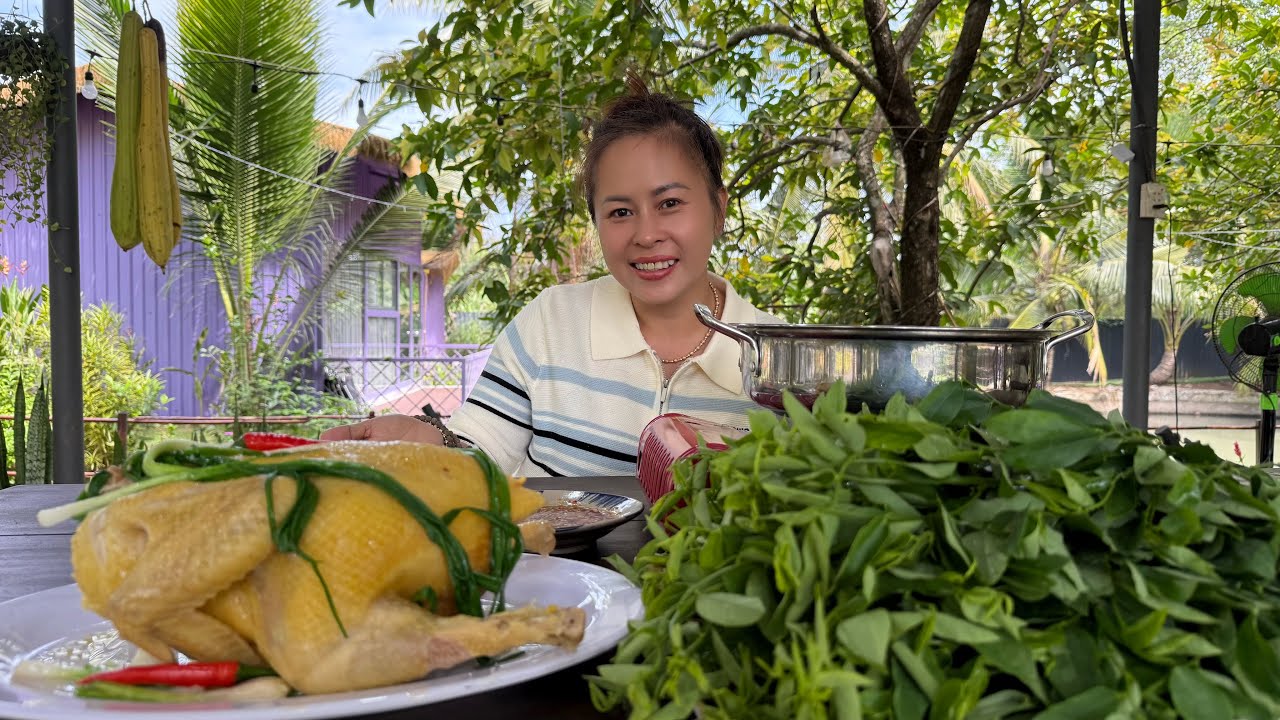 GÀ NẤU CHÁO NẤM ĂN VỚI RAU NÀY LÀ HẾT CHỖ CHÊ 