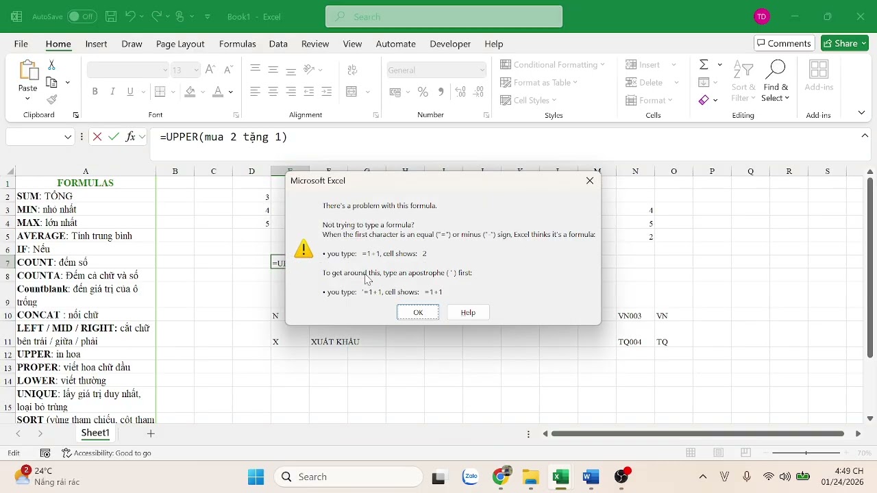 (EXCEL) TAB FOMULA