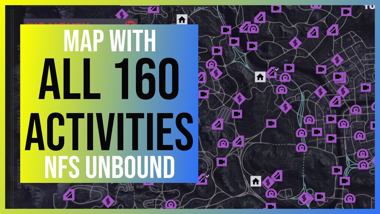NFS Unbound: Map with all 160 Activities (All Long Jumps, Speed Traps, Drift Zones & Speed Runs)