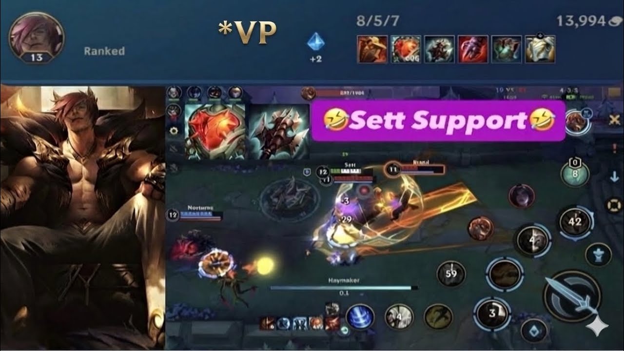 Sett Support 🤣 , Bot Lane Gameplay