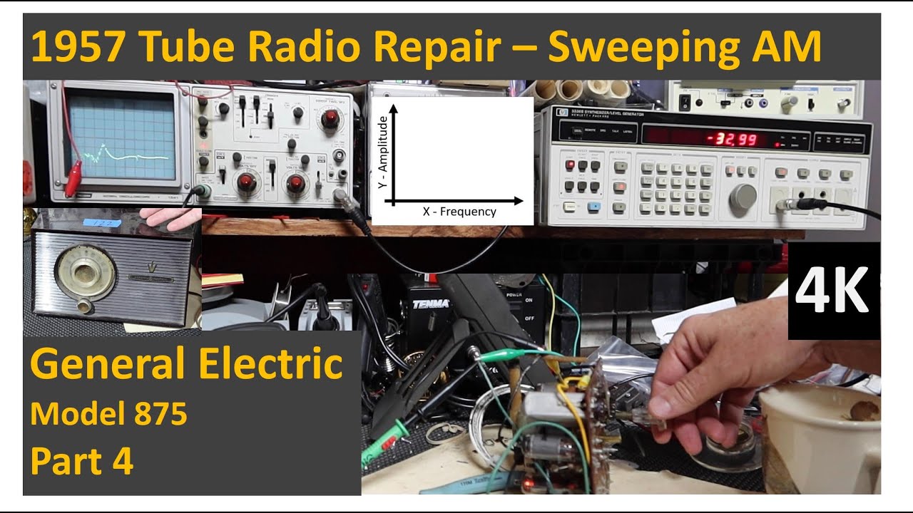 ALIGNMENT w/ SWEEP of Rebuilt IF Cans - GE AM Tube Radio Repair from 1957- Part 4 - GE Model 875 4K
