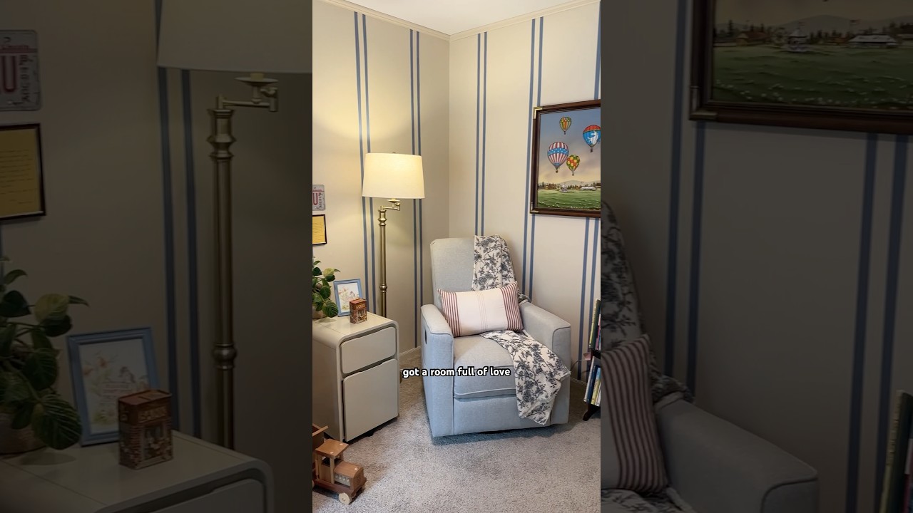 painting perfect stripes, baseboards and crown molding for a nursery makeover #DIY #PaintingStripes