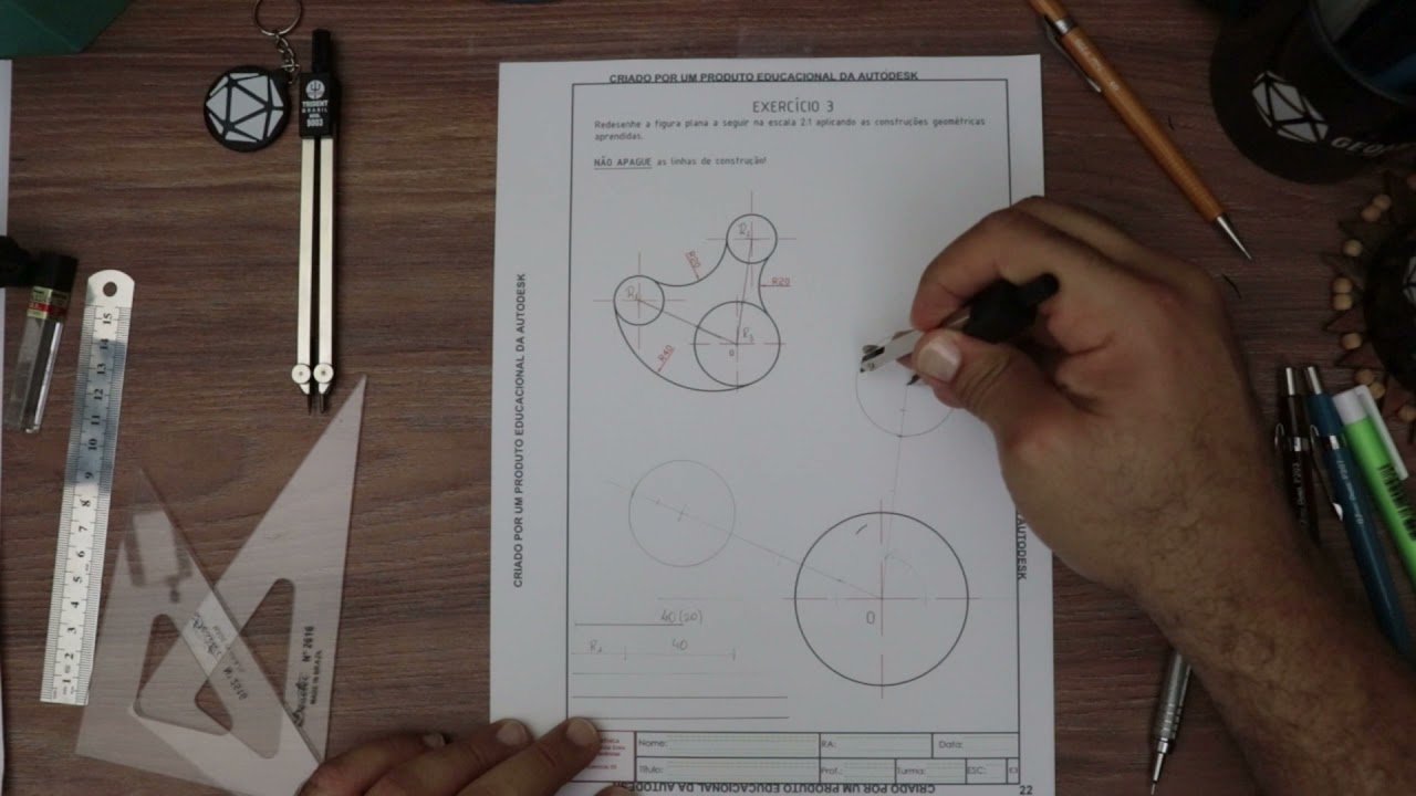 Desenho Técnico -  Construções Geométricas - Concordâncias Entre Circunferências - Exercício 03
