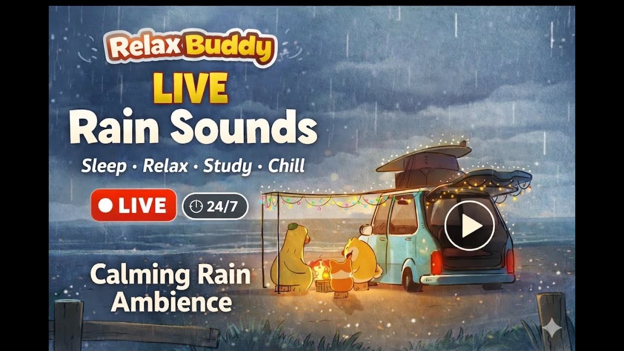 LIVE Rain Sounds 24/7 🌧️ Sleep Instantly | Relaxing Rain for Sleep, Study & Stress Relief | Relax B