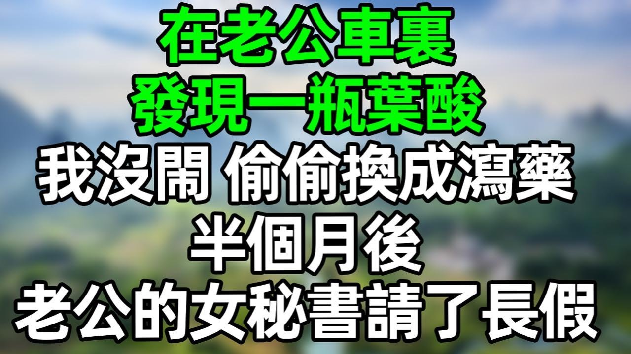 在老公車裏發現一瓶葉酸，我沒閙 偷偷換成瀉藥，半個月後，老公的女秘書請了長假！#深夜淺讀 #夜讀人生 #大橘講故事  #情感故事 #講故事  #幸福生活 #深夜故事