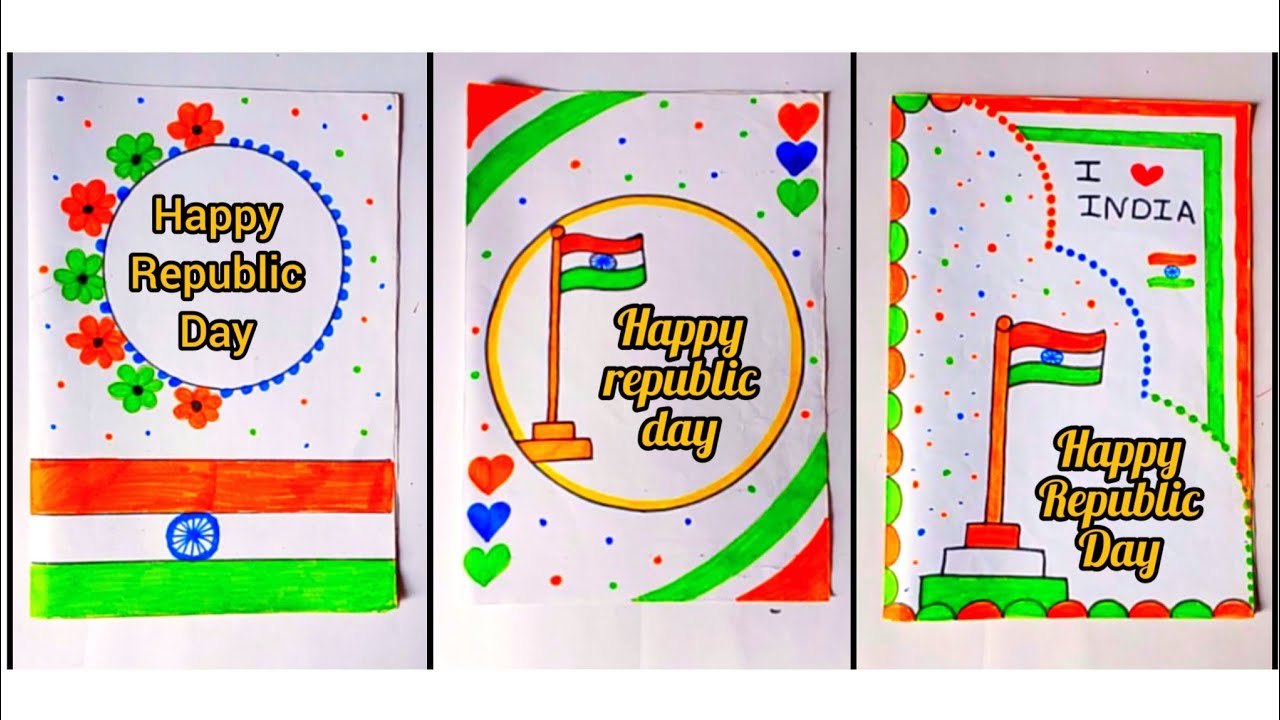 Happy Republic Day Card Making 🇨🇮 / 26 January republic day card /  republic day card drawing #card 