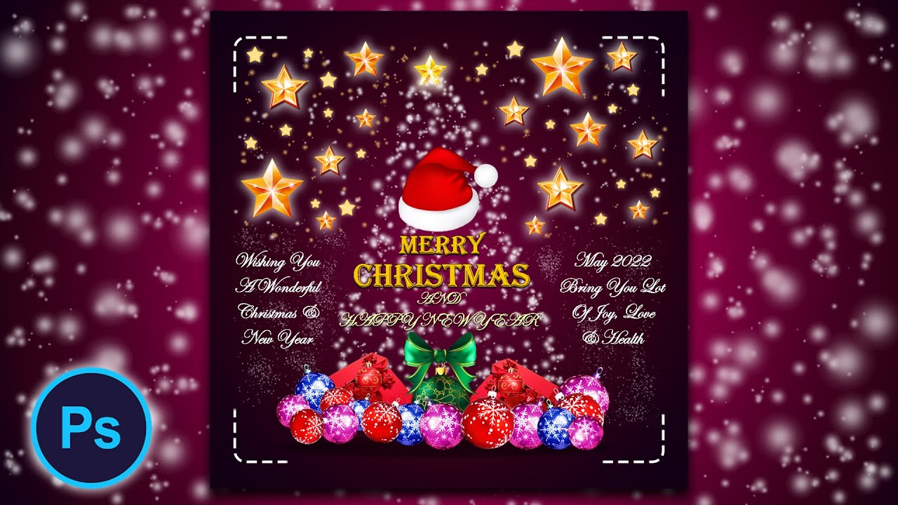 Merry Christmas Instagram Post Design In Photoshop | Christmas Social Media Post Design - Photoshop
