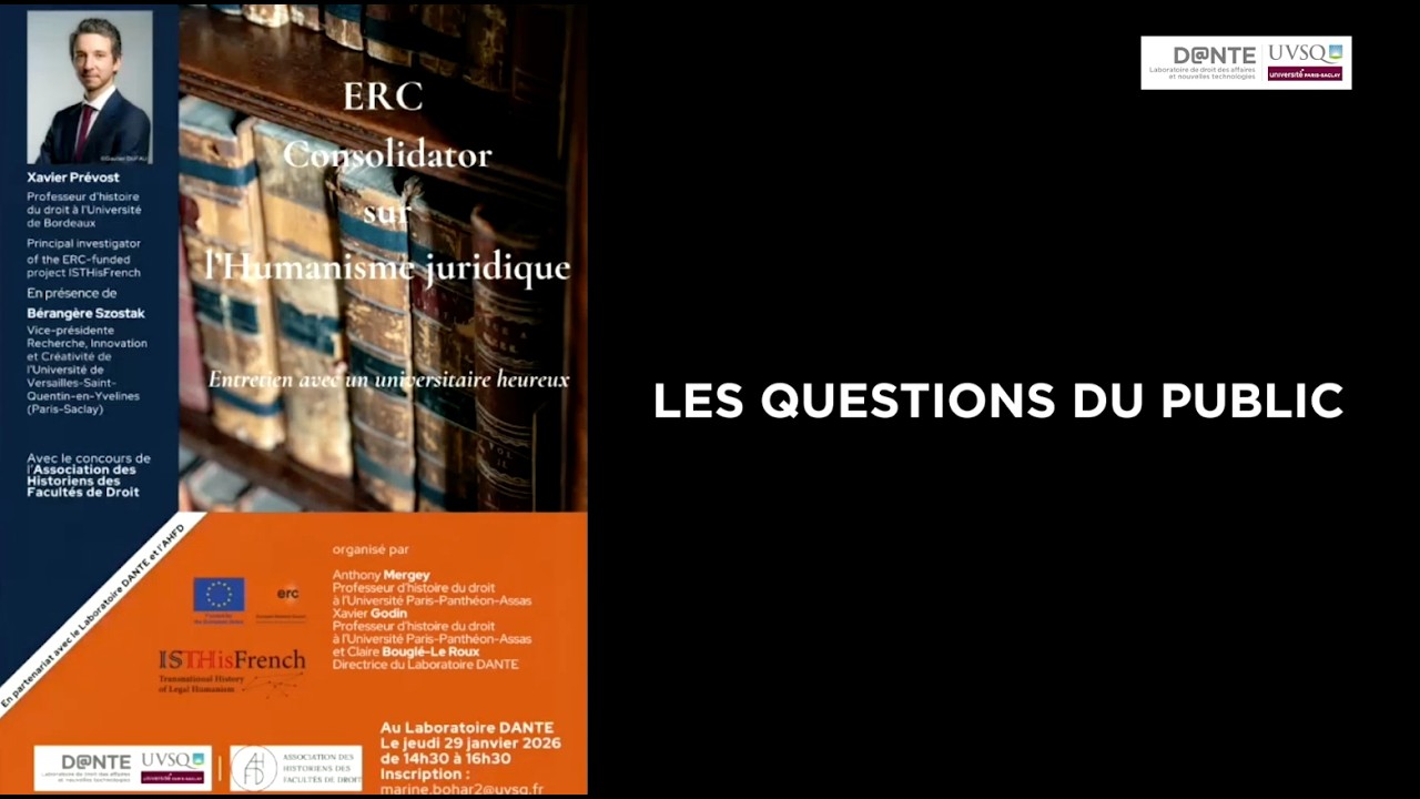 ERC Consolidator sur l'Humanisme juridique : les questions du public