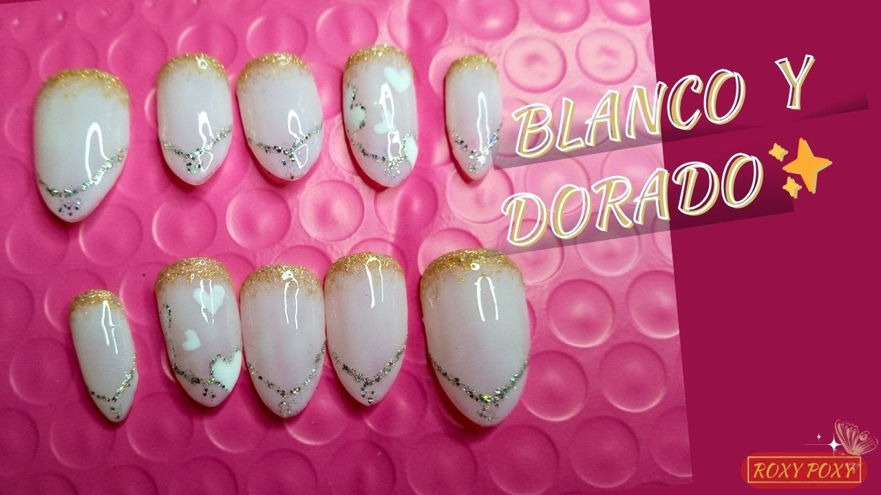 Diseño de uñas blanco & dorado ✨ Fácil y elegante paso a paso