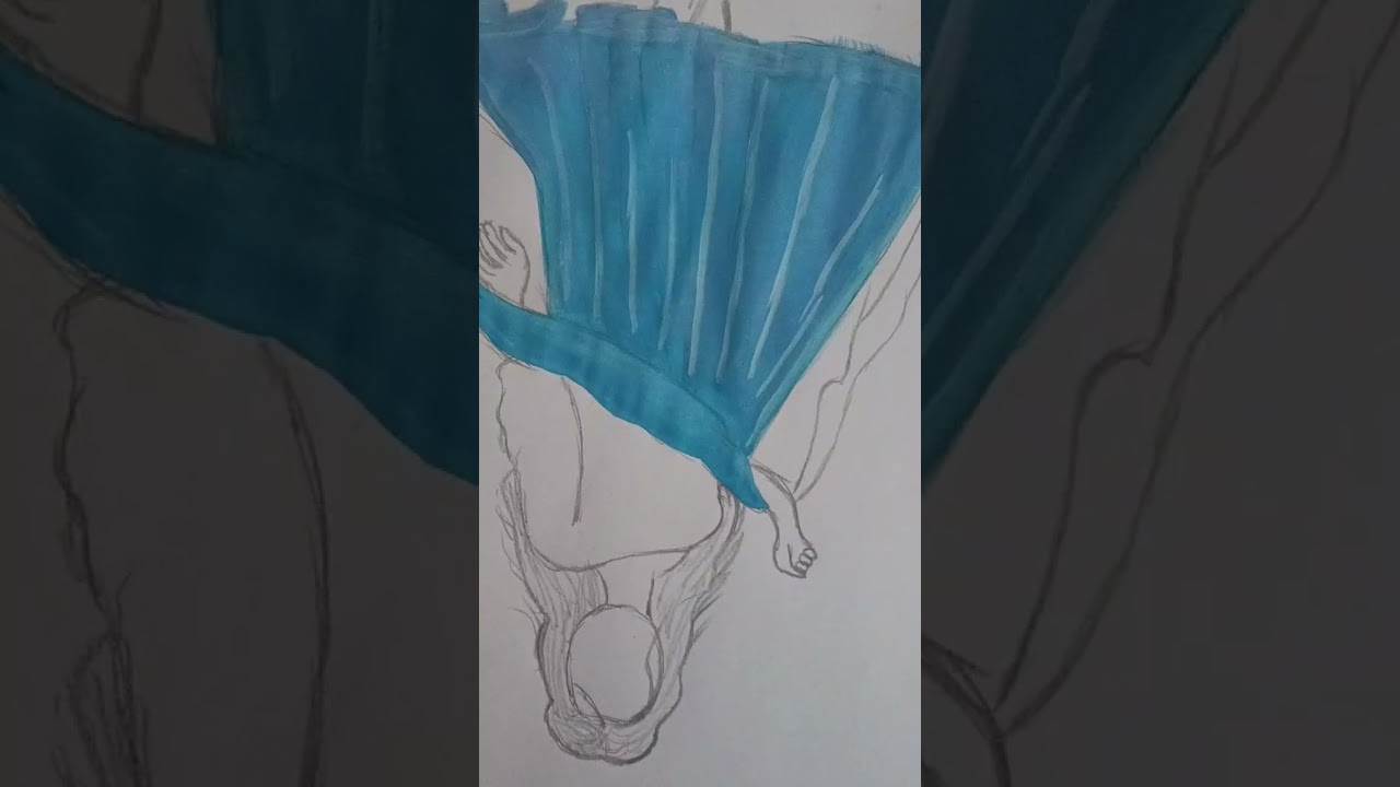 Grace in Blue | Traditional Indian Girl Art Drawing