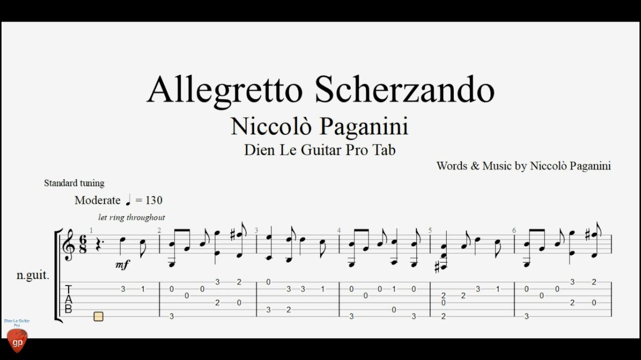 Niccolò Paganini - Allegretto Scherzando - Guitar Tutorial + TABs