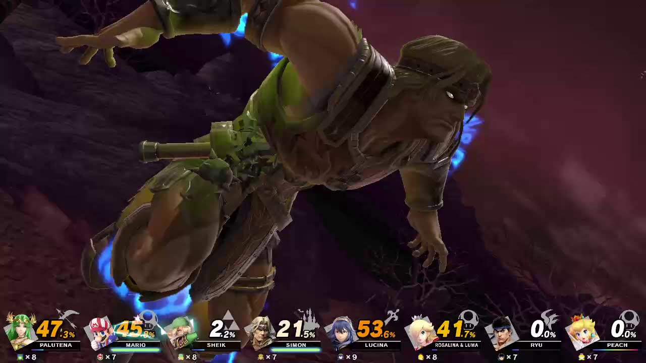 Super Smash Bros Ultimate 8 Player CPU Battle on Palutena's Temple Omega Form