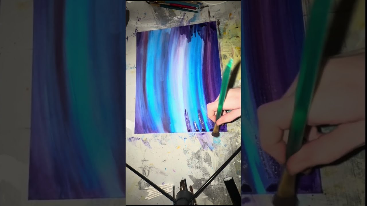 As promised. Full process of Watercolor Fantasy Sky-scape. Watercolor paint on Canvas board