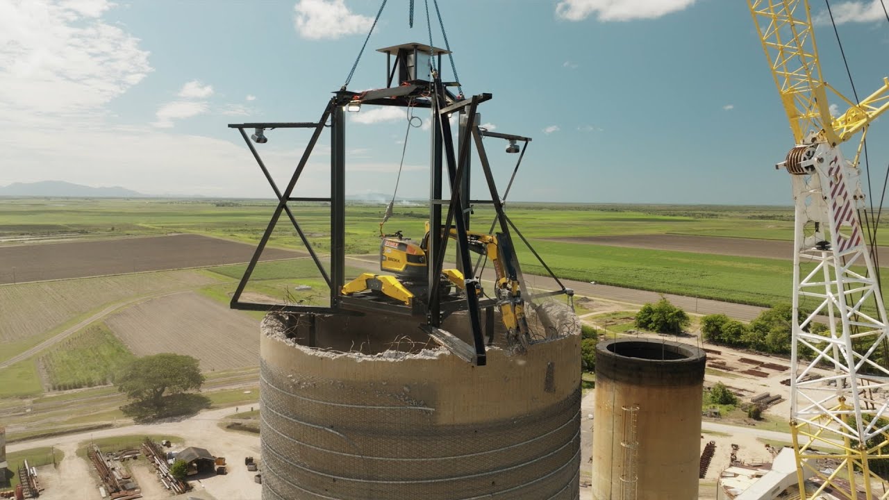 DEMEX demolishes the Kalamia Sugar Mill Stacks