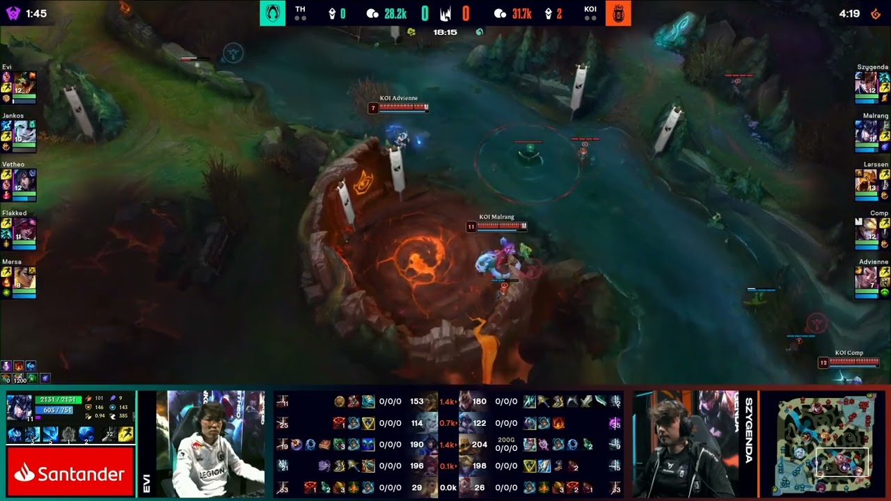 Casters celebrating first blood - TH vs KOI - LEC 2023