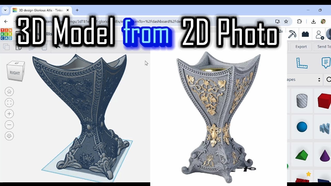 Tinkercad Challenge! Turning A 2D Image Into A 3D Model! Intricate Incense Burner! New!