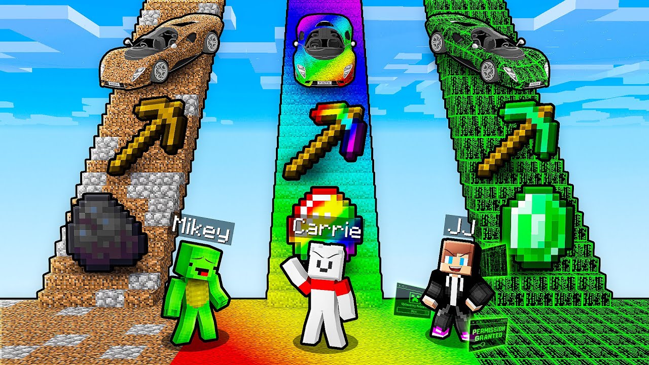JJ vs Mikey vs Carrie: STRANGE STAIRS BATTLE in Minecraft - Maizen