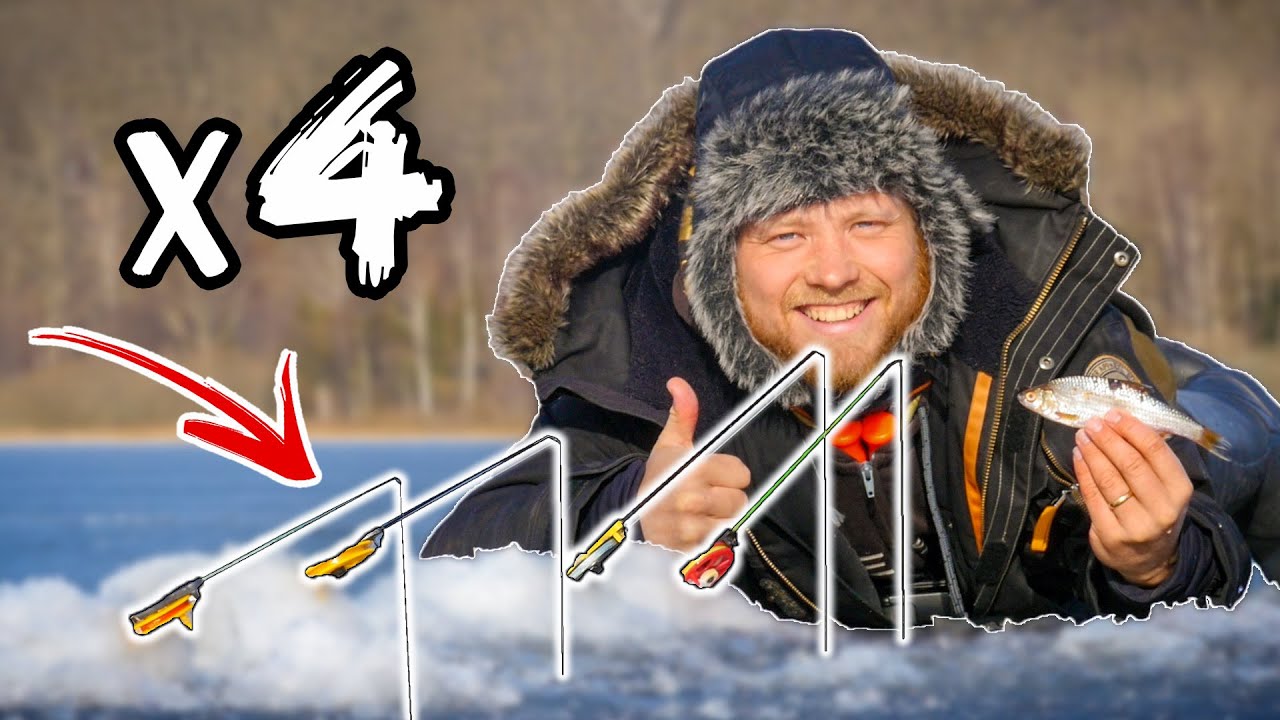 Łowienie płotek z lodu - NOWA METODA (4 wędki) | Team Galant