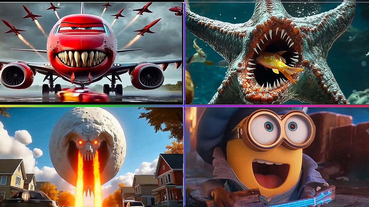 McQueen SKY VS HUNGRY STAR VS LUNAR MOON VS MINIONS  Tiles Hop EDM Rush